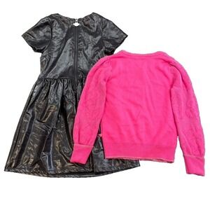 Appaman Lebig Outfit Girls‎ 5 Black Dress Pink Cardigan School 90s Y2K Rocker